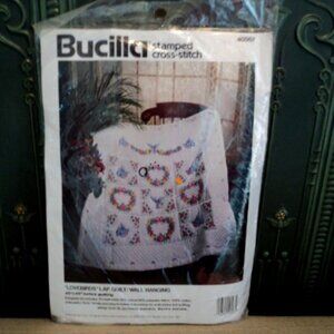 Bucilla stamped cross stitch quilt kit~ Love Birds